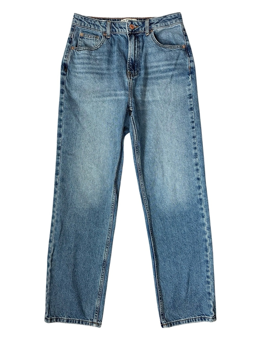Free People We The Free Med Wash Pacifica High Rise Slim Straight Leg Jeans 28